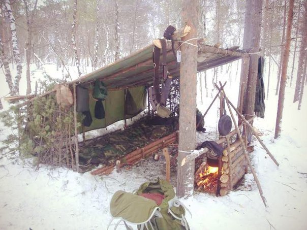 Укрытие и ночлег в зимнем лесу